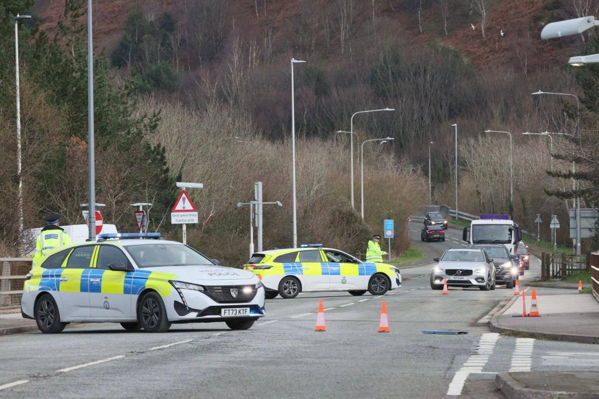 Police at the scene after a crash on the A55 shut the Conwy Tunnel