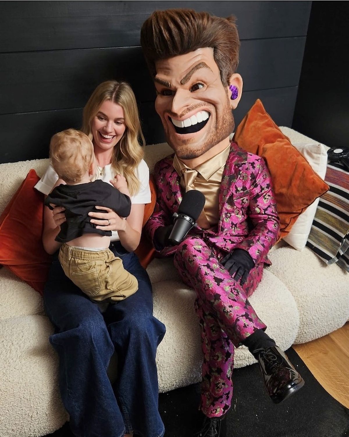 Joel Dommett with his wife and son