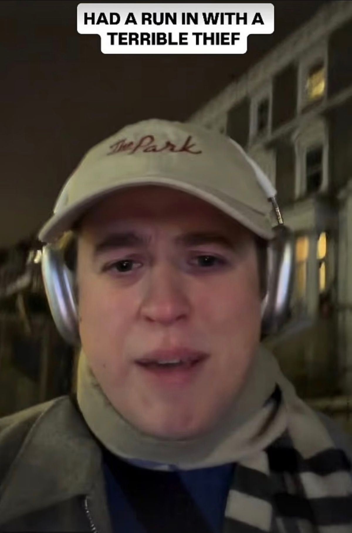 He said a masked man tried to rob him