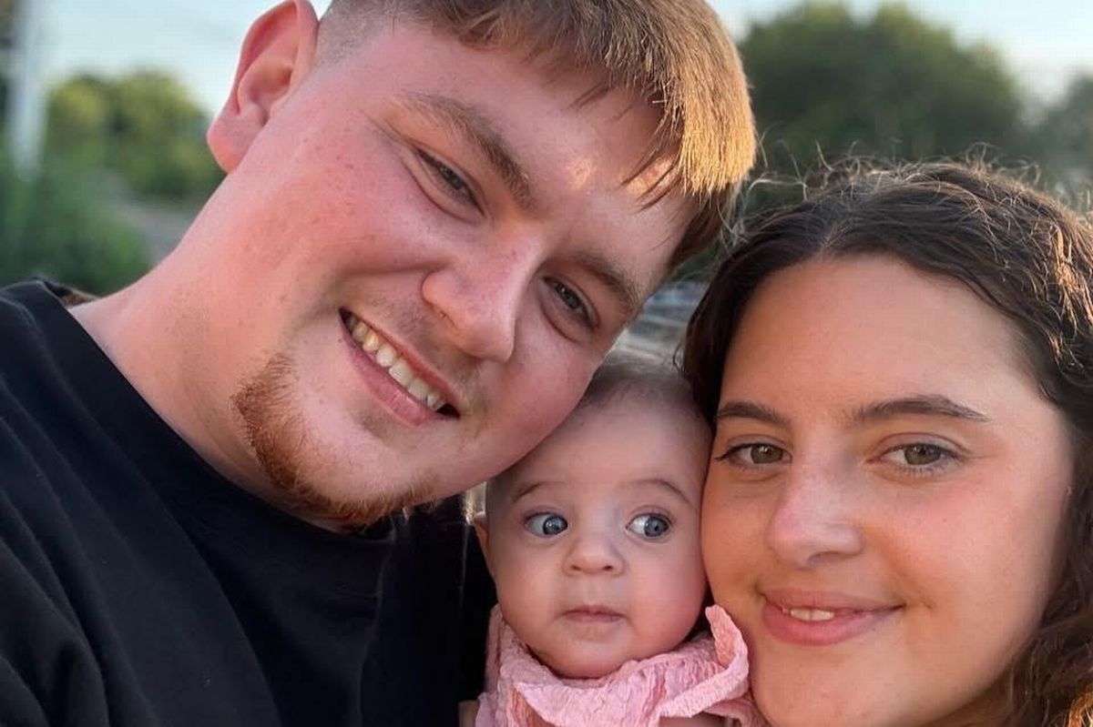 Brad Barrigton with partner Demi Lee Sefton and their baby in the middle