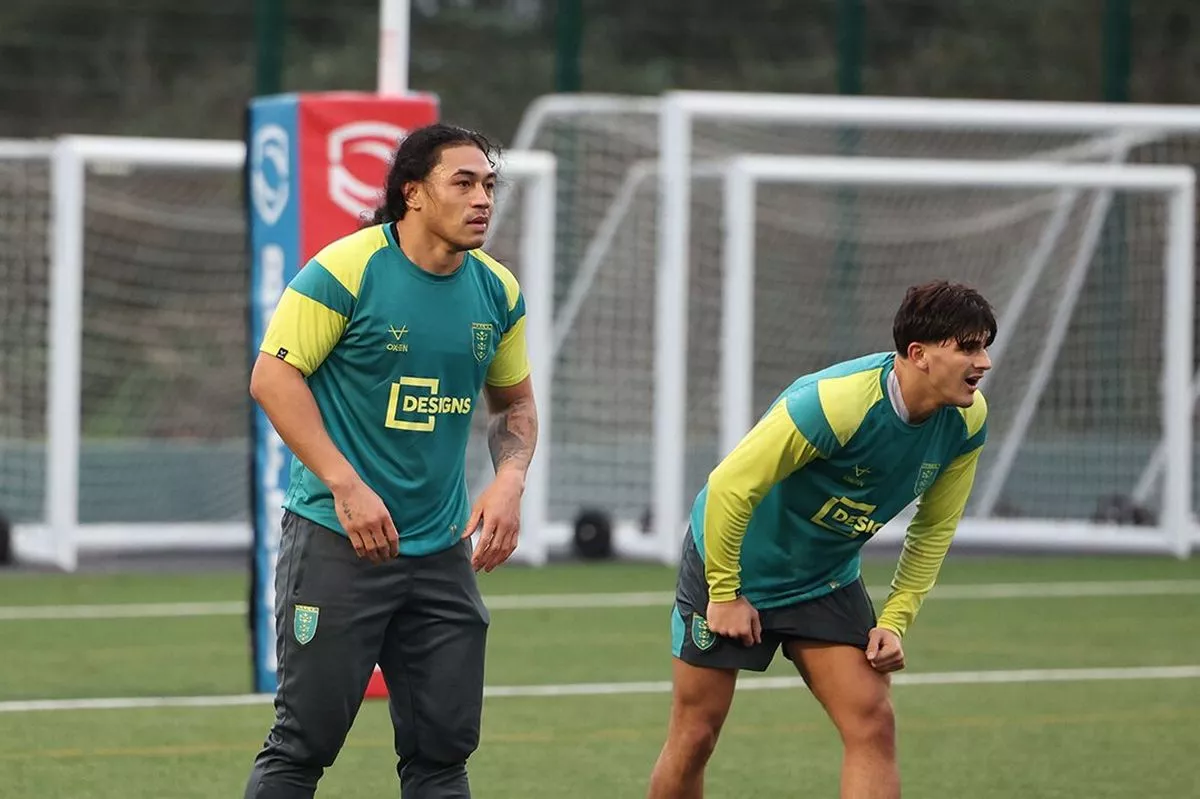 New signing Tom Amone in training, having signed a three-year deal with the Robins.