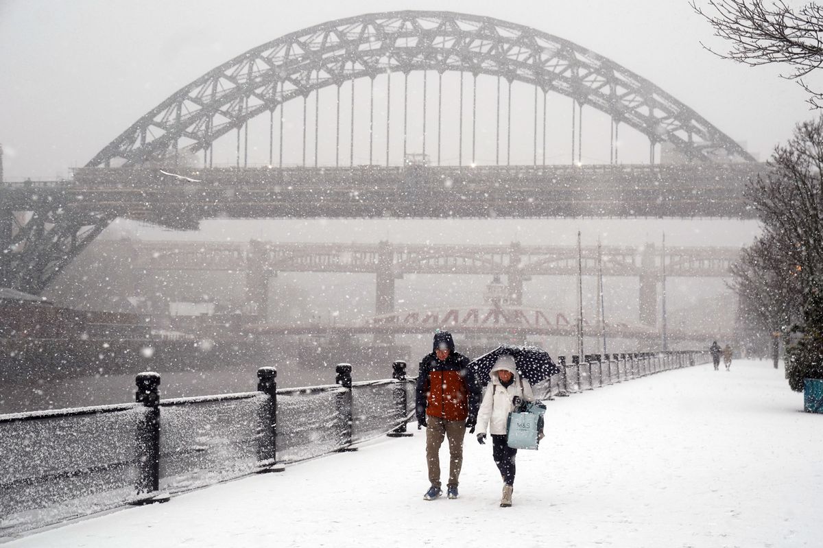 People braving the wintry conditions in Newcastle