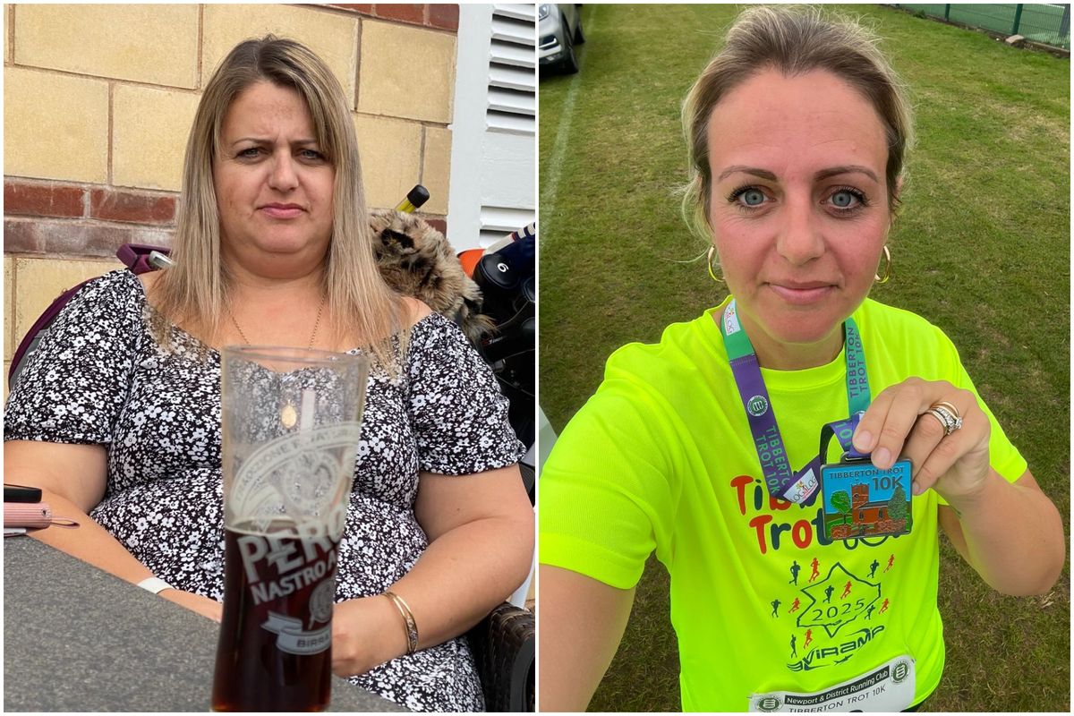 Carla before and after her five stone weight loss. She's now an avid runner and even did a half marathon