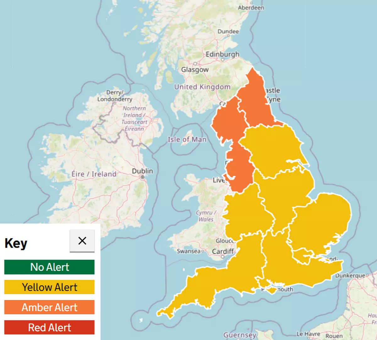 Cold health alerts have been issued across England
