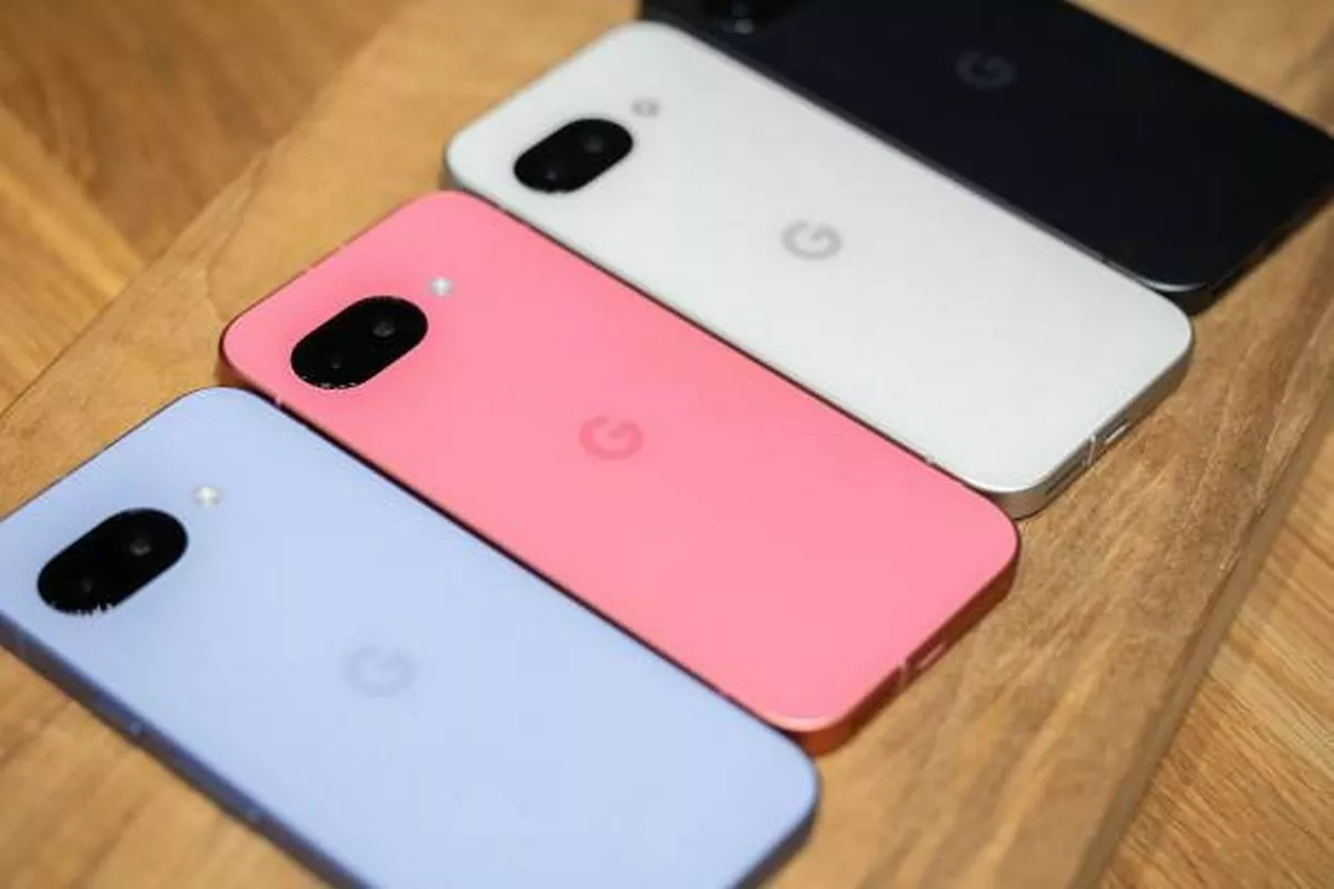 Google Pixel 9a smartphones displayed during the Pixel Content Capture event at the St. Johns Terminal Google office in New York, US, on Wednesday, March 12, 2025.