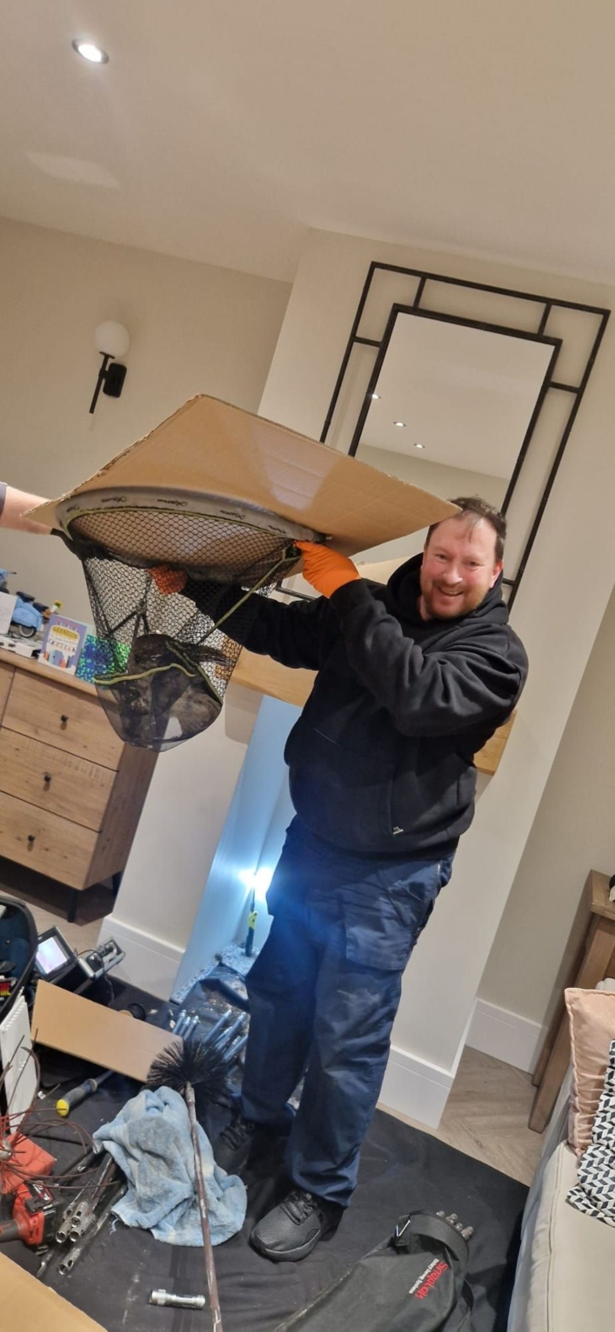 Michael Nolan with the rescued owl 