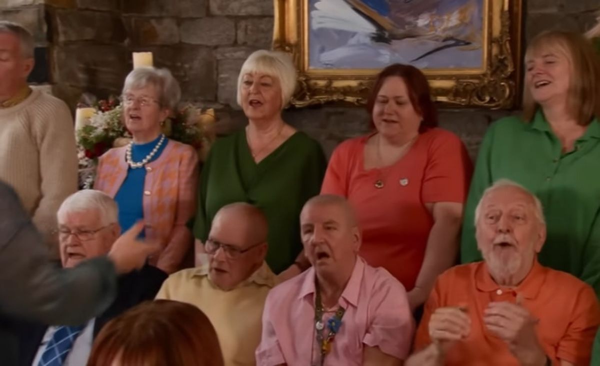 A screengrab of the dementia choir on Coronation Street
