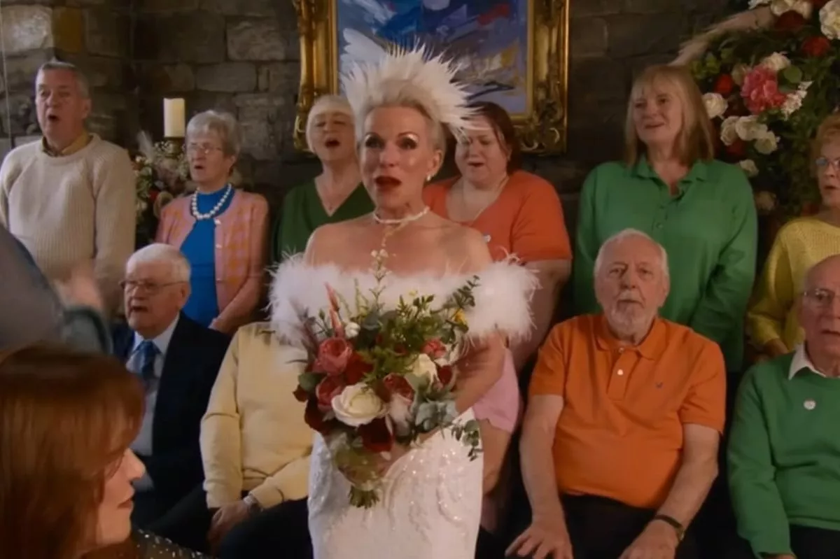 An ITV screengrab of Debbie's wedding ceremony
