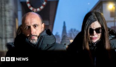 Owners of Le Constellation bar Jacques Moretti (L) and Jessica Moretti arrive for a hearing at the Office of the public prosecutor of the Canton of Valais, in Sion, on January 9, 2026.