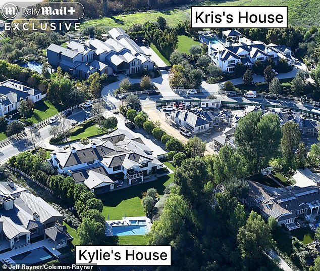 Kris Jenner's luxury estate sits directly across the street from youngest daughter Kylie, who lives in her own megamansion