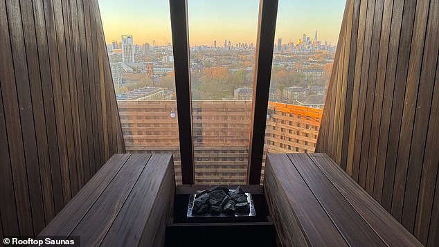 A room with a view! Rooftop Saunas, a wellness experience with locations in London, offers views of the city skyline