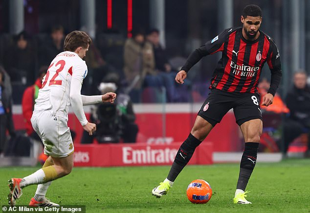 Ruben Loftus-Cheek in action for AC Milan this month, with Aston Villa hoping to bring him in