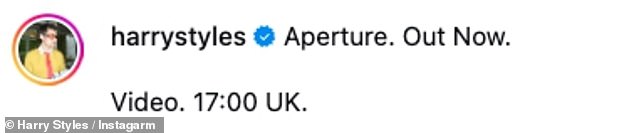 He also revealed that the video for his new single Aperture will be released Friday 5pm