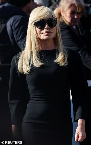 The actress was joined by Donatella Versace