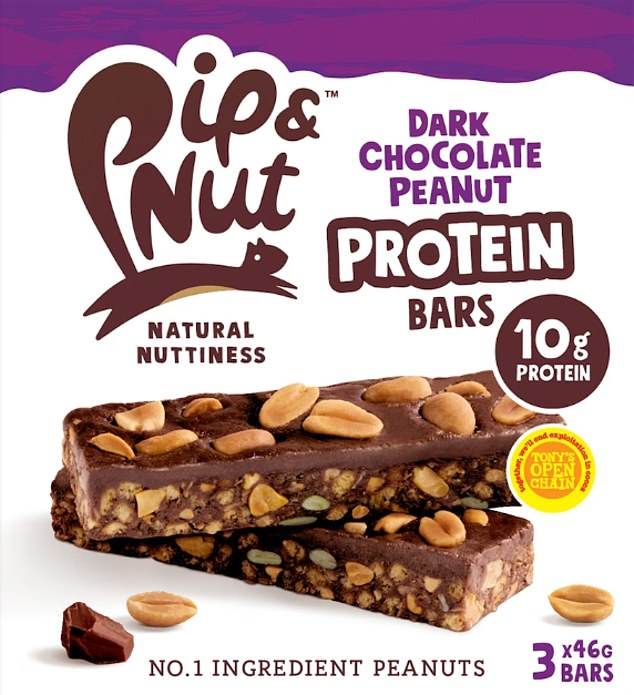 The Pip & Nut Dark Chocolate Peanut Protein Bar contains more protein than other natural bars