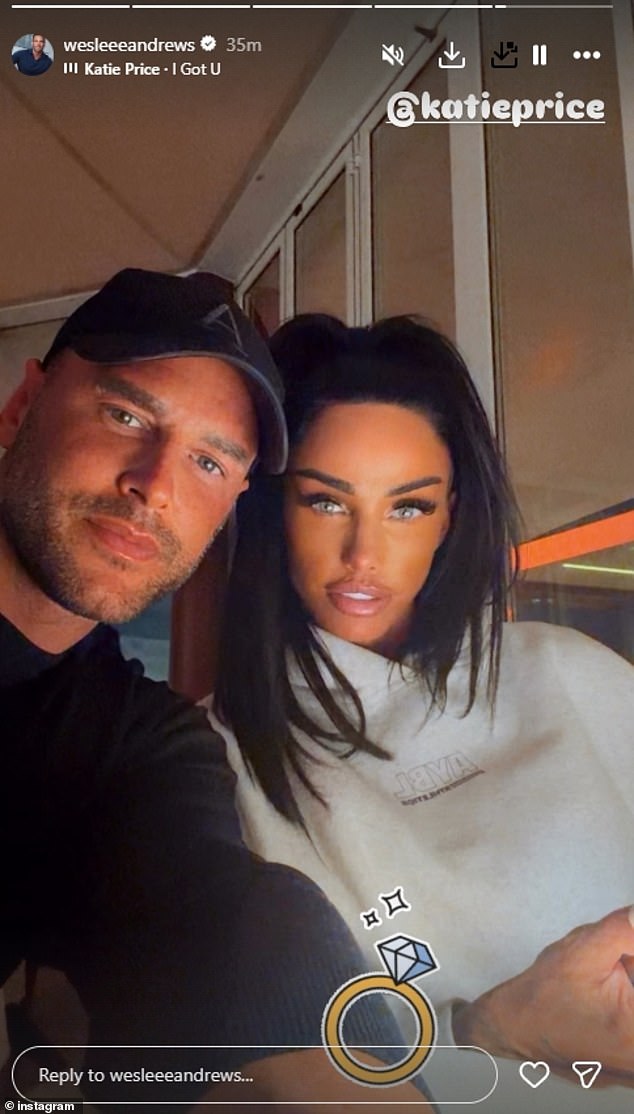 Katie Price has revealed her engagement to entrepreneur Lee Andrews after he popped the question on a lavish Dubai break