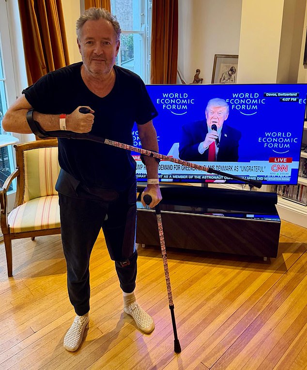 Amanda Holden sent over a personally designed set of crutches made by Cool Crutches. They have ‘BREAKING NEWS’ logos all over them