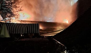 The sky was lit up bright orange as the flames raged in the rooftop garden bar at the top of the nine storey office block in High Street Kensington