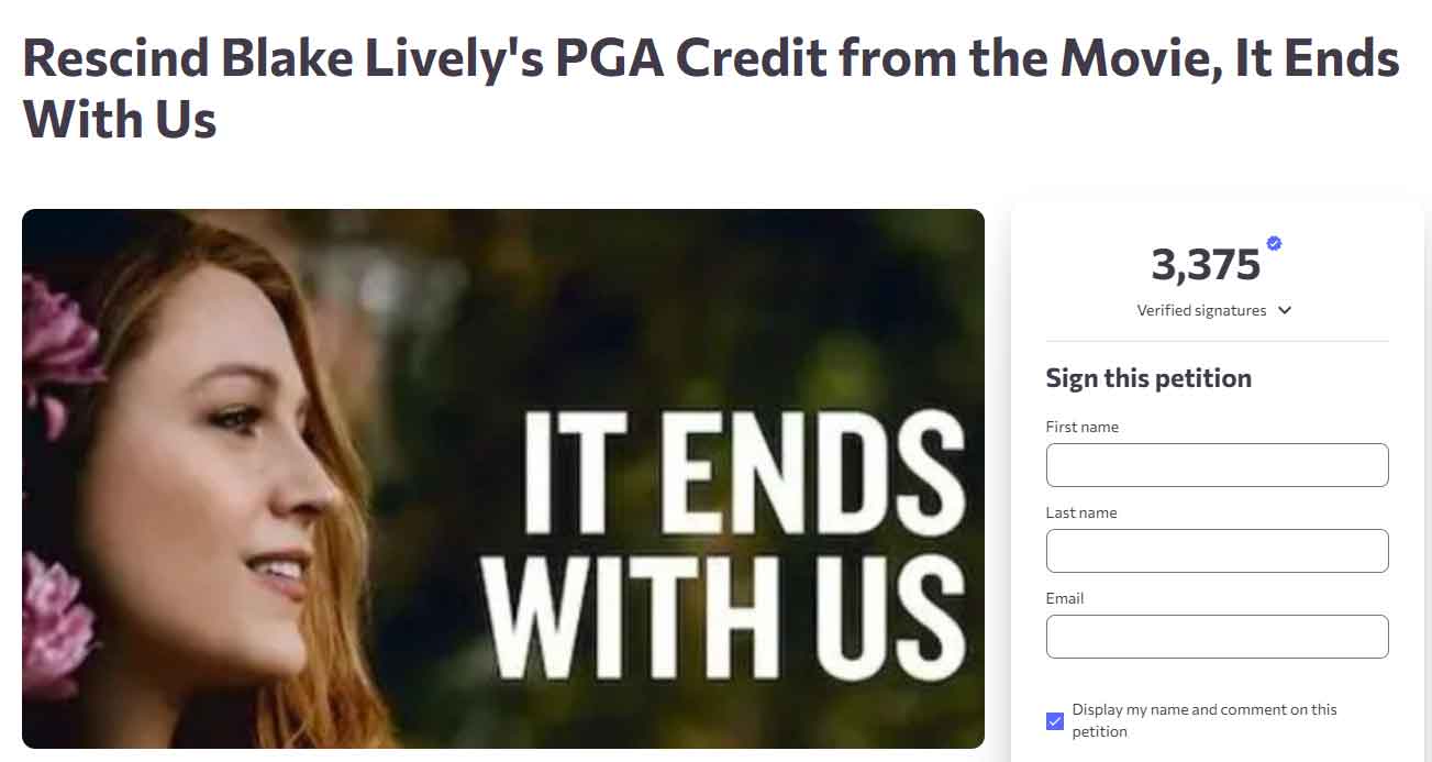 Screenshot of the petition taken on January 24, 2026