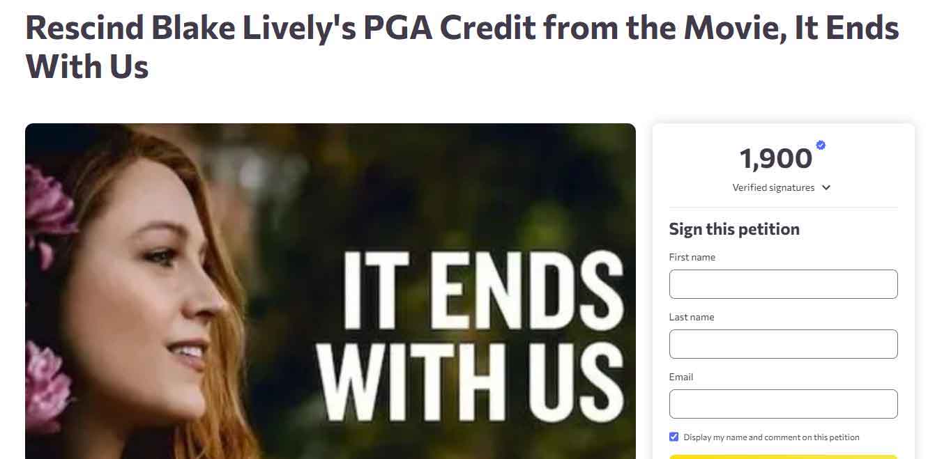 Screenshot of the petition taken shortly after a judge decide to make Blake Lively and Taylor Swift texts public