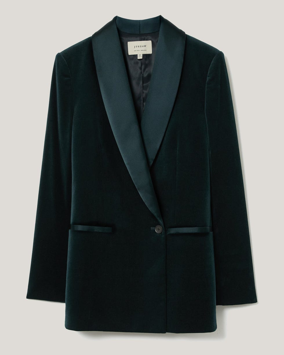 Velvet Satin Shawl Blazer