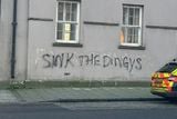 thumbnail: The message scrawled on a wall in Moneymore