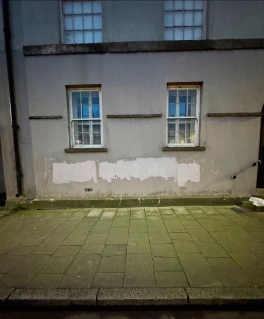 The graffiti has since been painted over