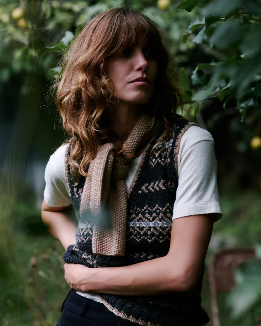 The Fair Isle Vest (charcoal/camel)