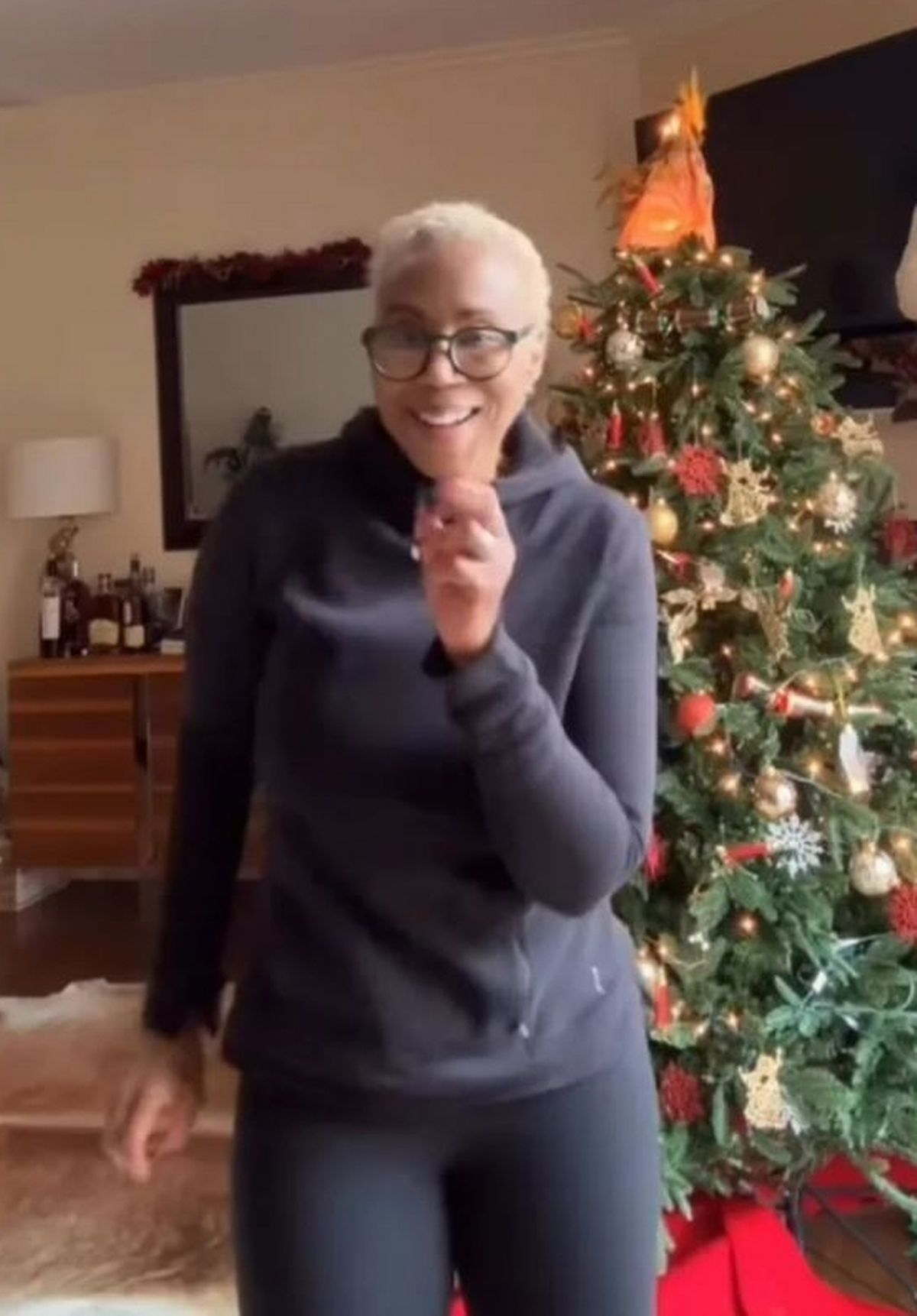 Trisha was seen celebrating as she shared the news