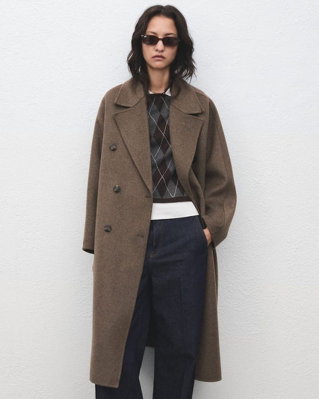 Medium Brown Handmade Oversized Wool Coat