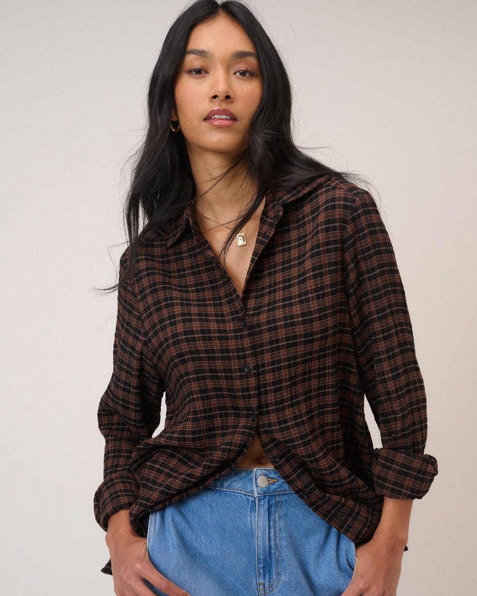 Brown And Black Check Shirt