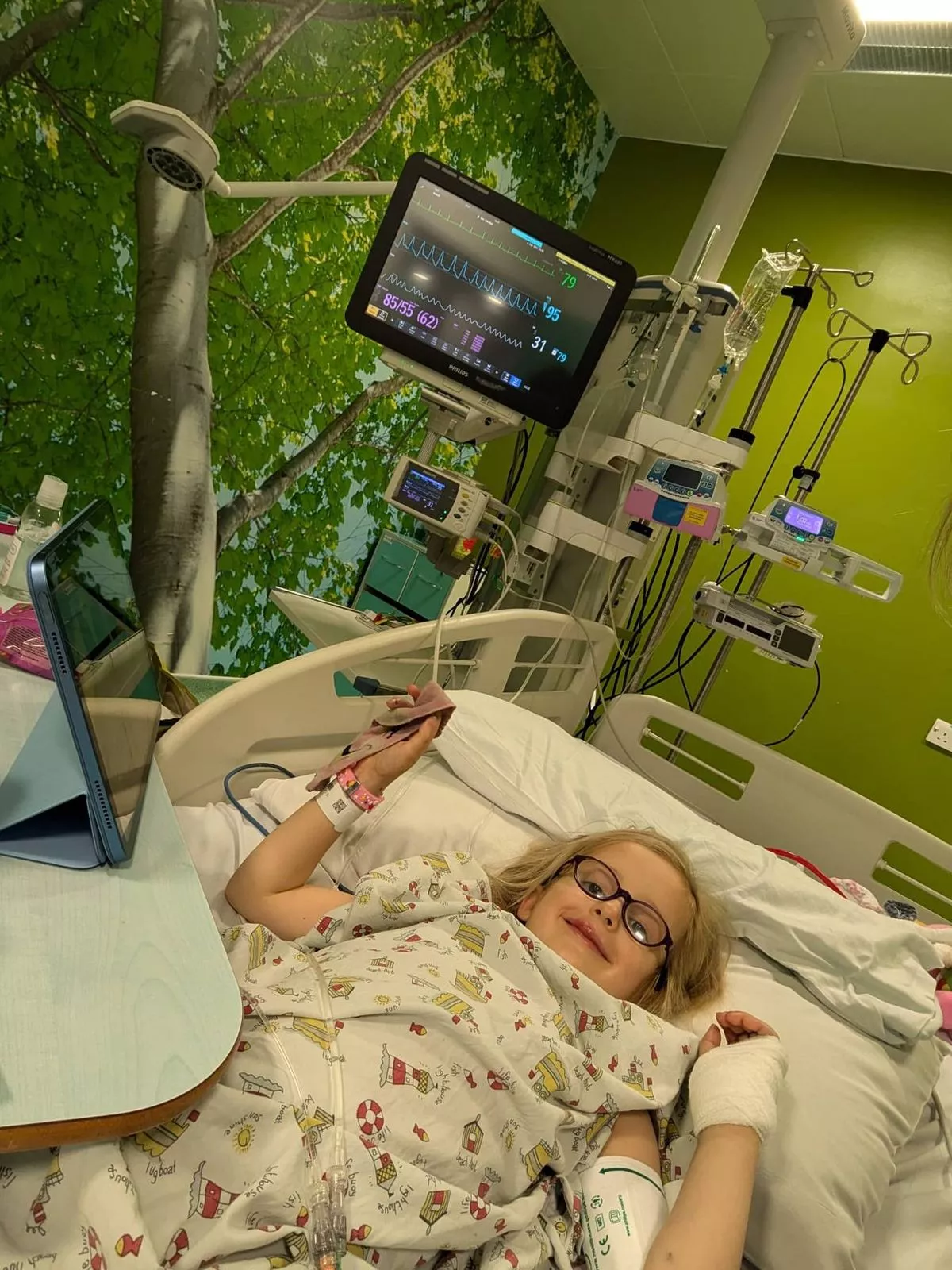 Sofia after her life-saving operation.