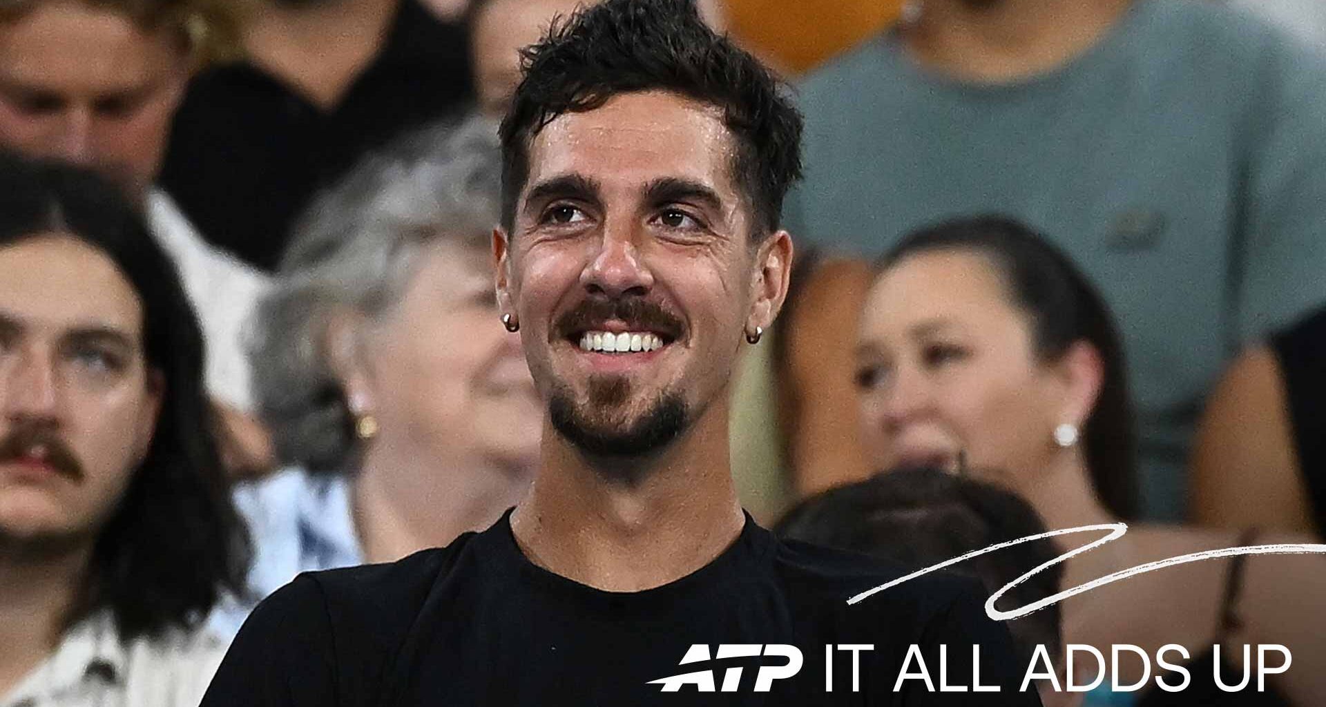 Thanasi Kokkinakis practises on Saturday at the Adelaide International.