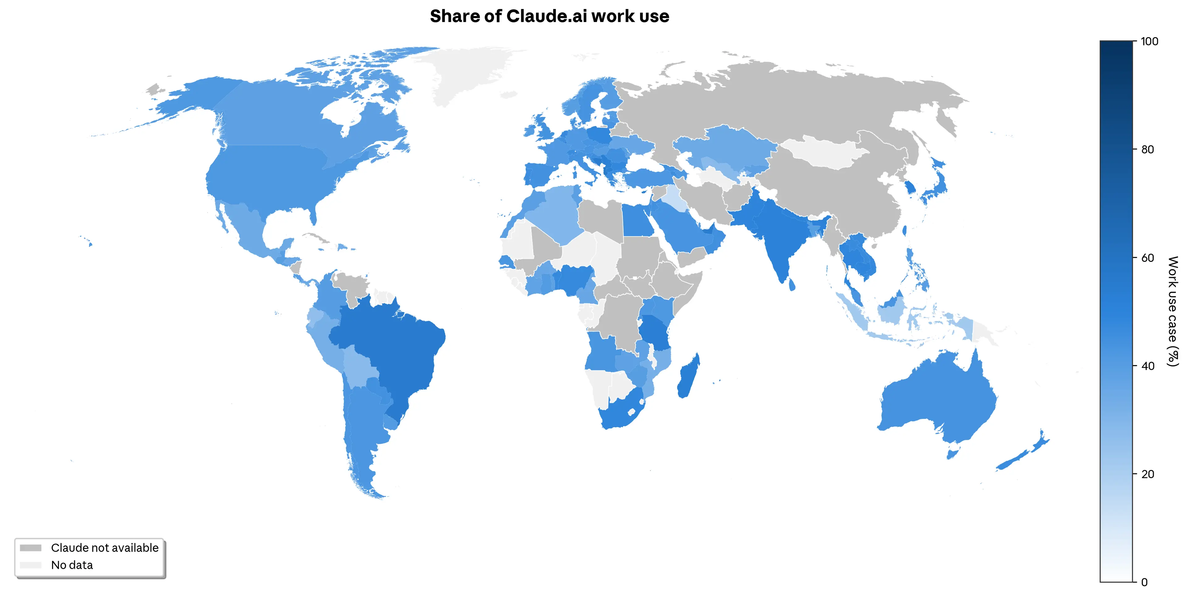Figure 3.1: Share of work use of Claude.ai globally.