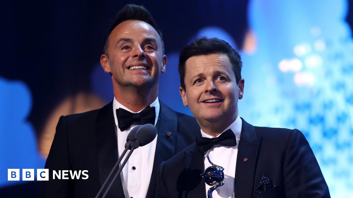 Anthony McPartlin and Declan Donnelly appear in tuxedos at the National Television Awards
