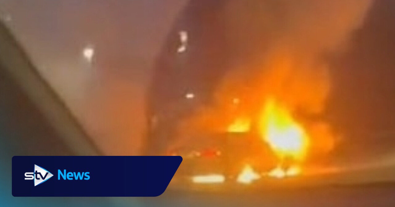 Woman in hospital after crash and car fire on M9 in Newbridge