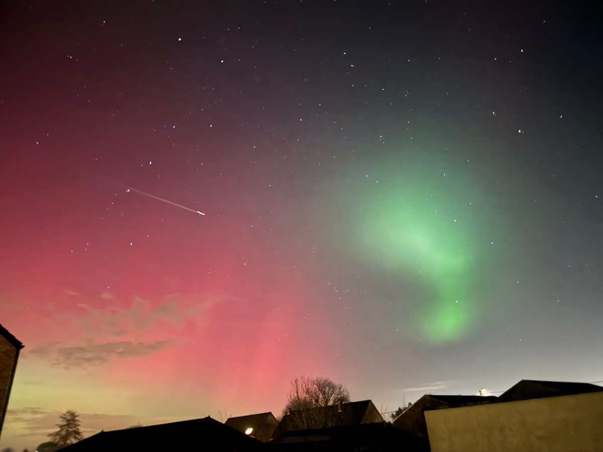 Aurora borealis captured by Julien Wilmotte, Thorembais-Saint-Trond, Belgium, 19 January 2026, 22:59 CET. Equipment: iPhone 15 Pro Max. Exposure: ISO 2500, 10 seconds