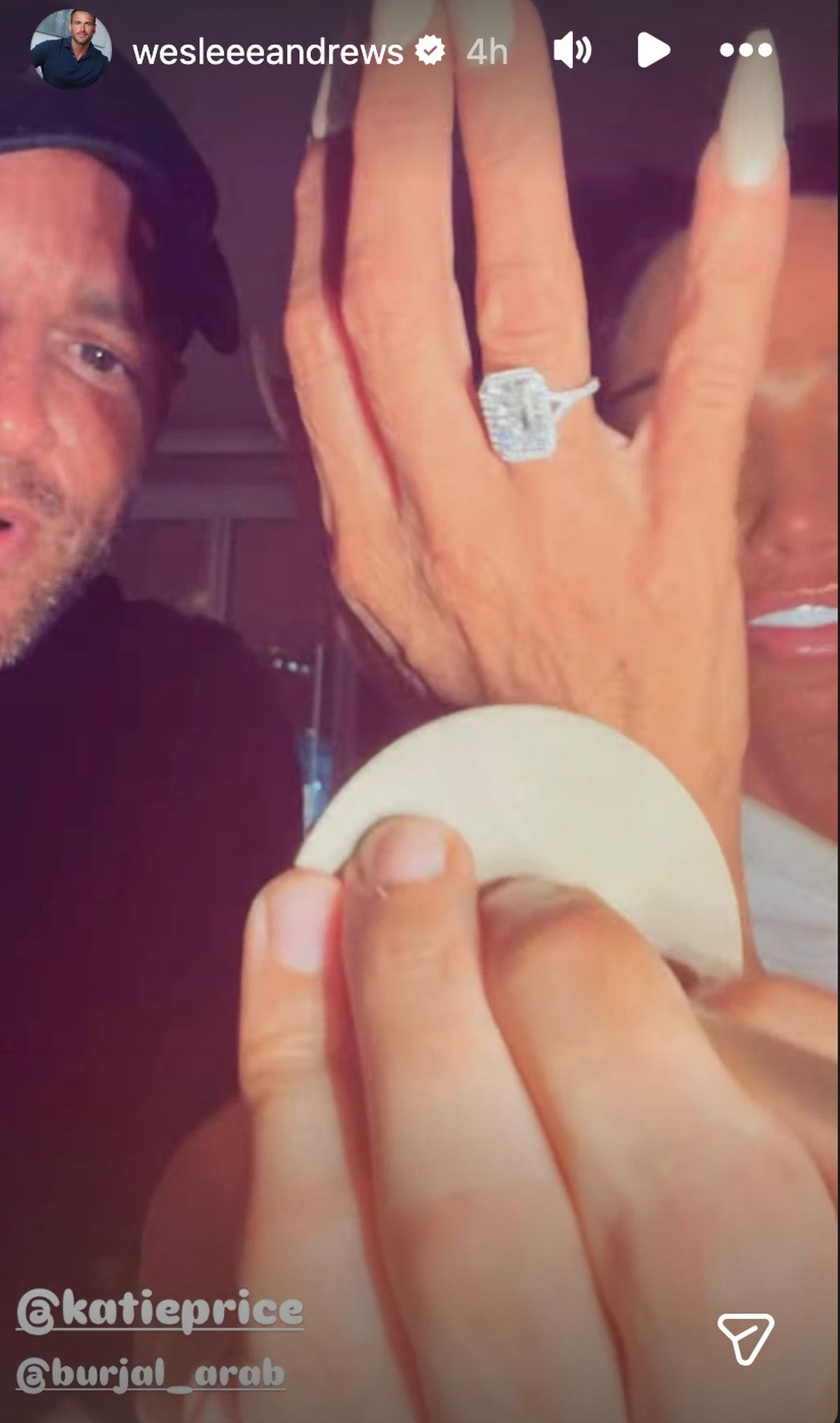 She flaunted her huge new sparkler