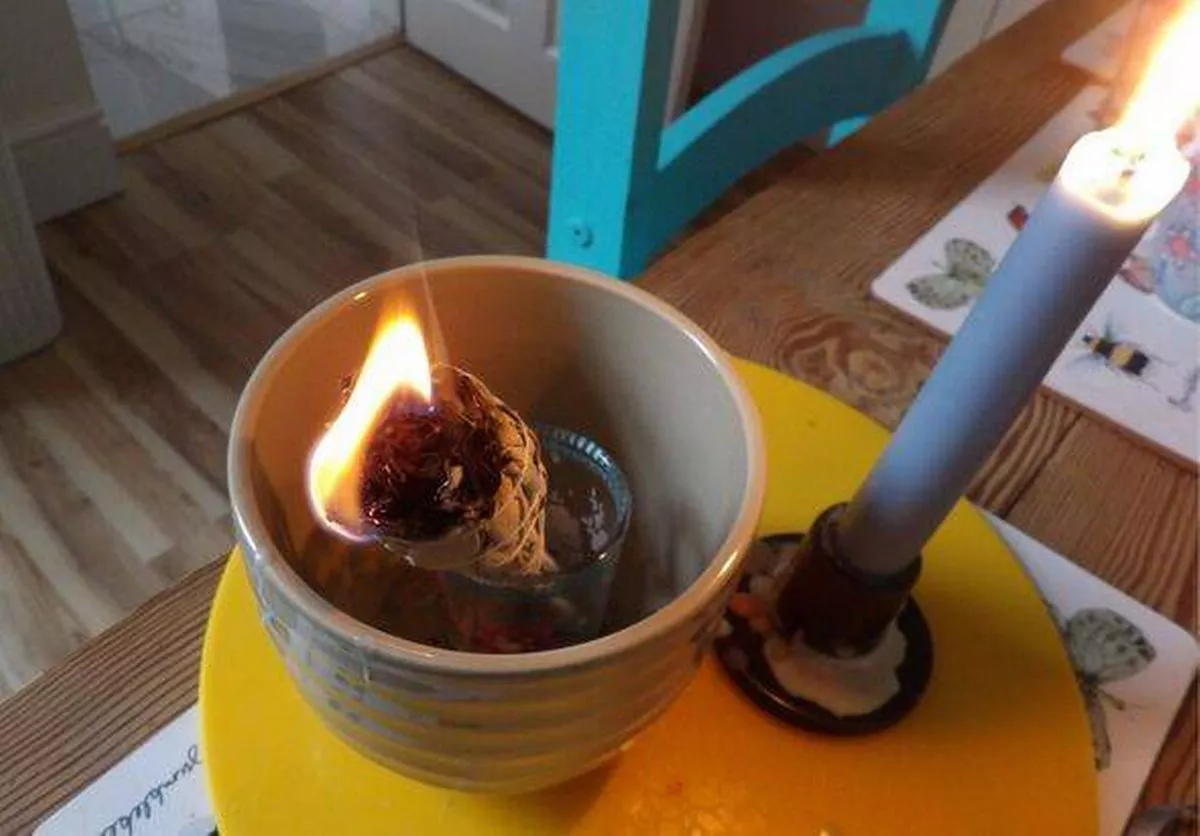 Sage stick burning