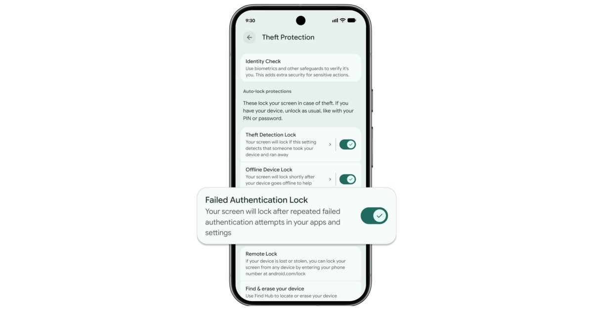 Android adds ‘Failed Authentication Lock’ setting