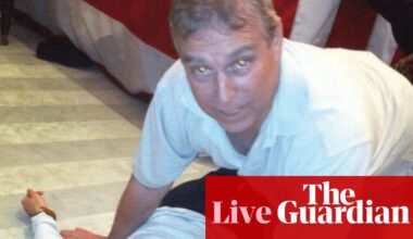 Epstein files latest: photos appear to show former prince Andrew crouching over woman | Jeffrey Epstein