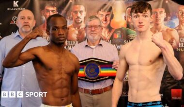 Colm Murphy and Saleh Kassim at Friday's weigh-in