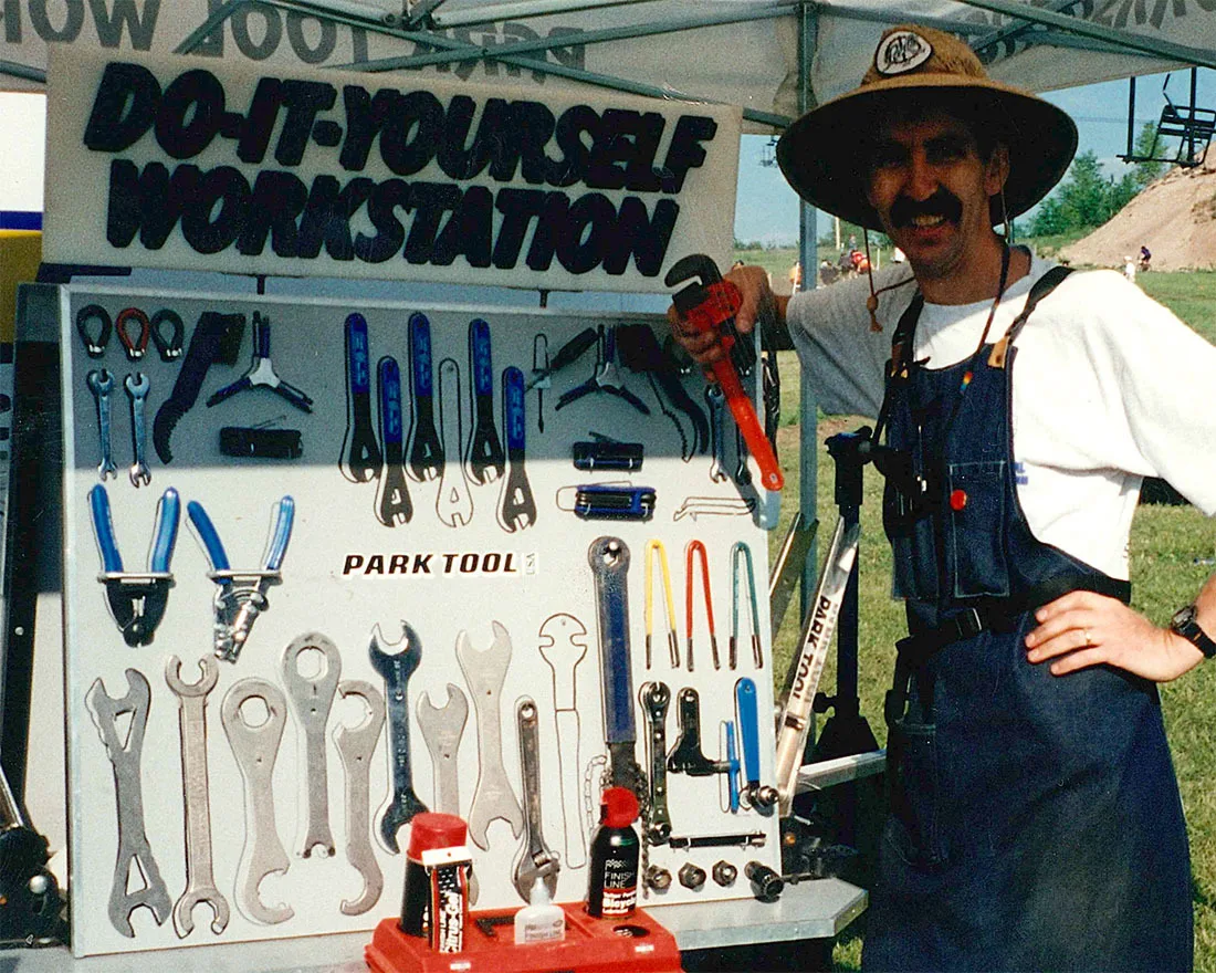 Park Tool's Calvin Jones at a bike race in 1997.