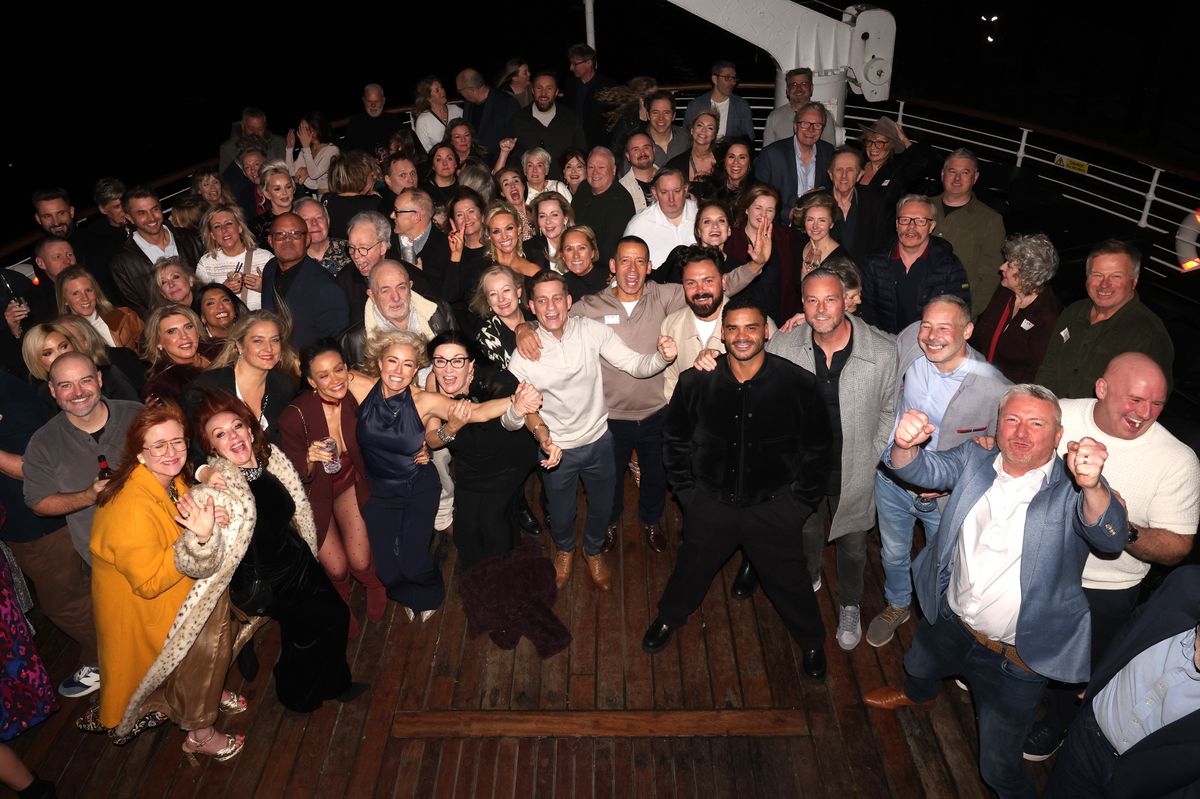 Cast and crew of Brookside at a show reunion on The Daffodil in Liverpool last night