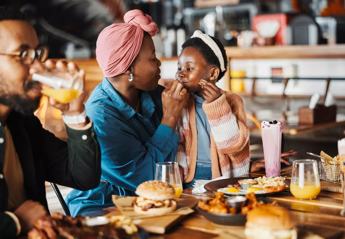 Family eating in restaurant 