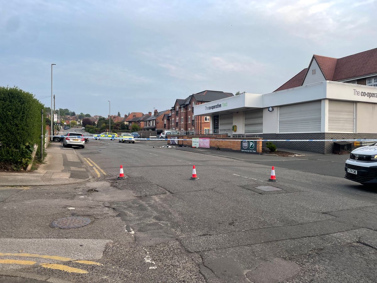 A police cordon pictured in Westdale Lane East, Carlton, following the attack