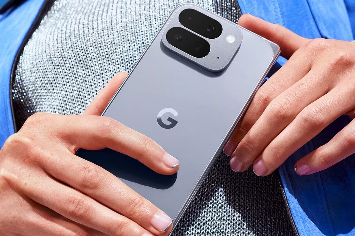 Close up of person holding a Google Pixel 10 Pro Fold