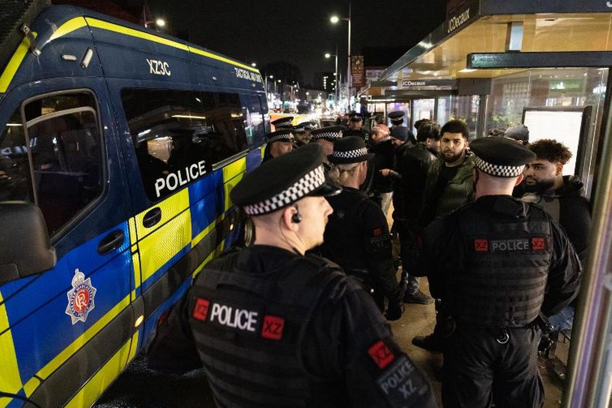 Police in Rusholme on Wednesday night