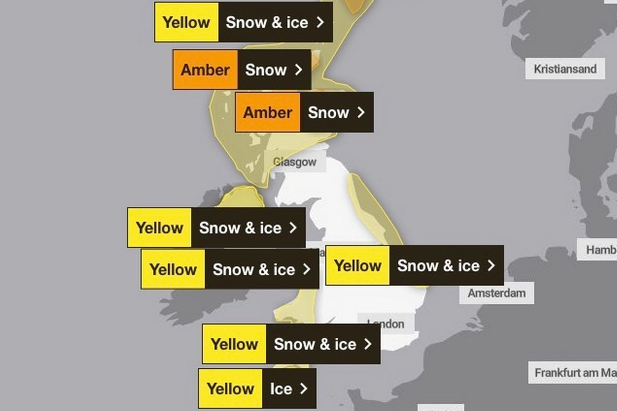 The Met Office's map is full of weather warnings