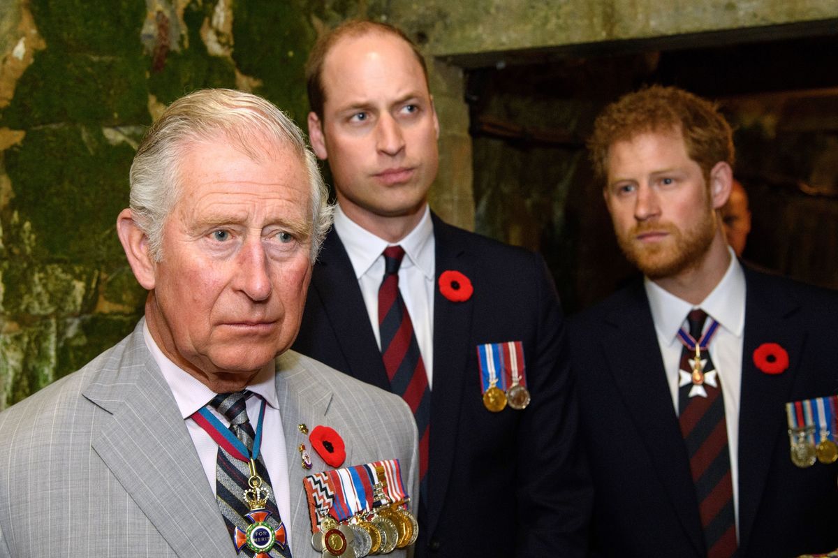 Prince Harry with his dad the King and brother Prince William 